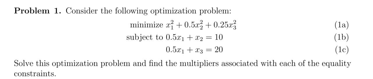 Solved Problem 1. Consider The Following Optimization | Chegg.com