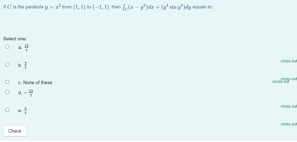 Solved If C Is The Parabola Y X2 From 1 1 To 1 1 Chegg Com