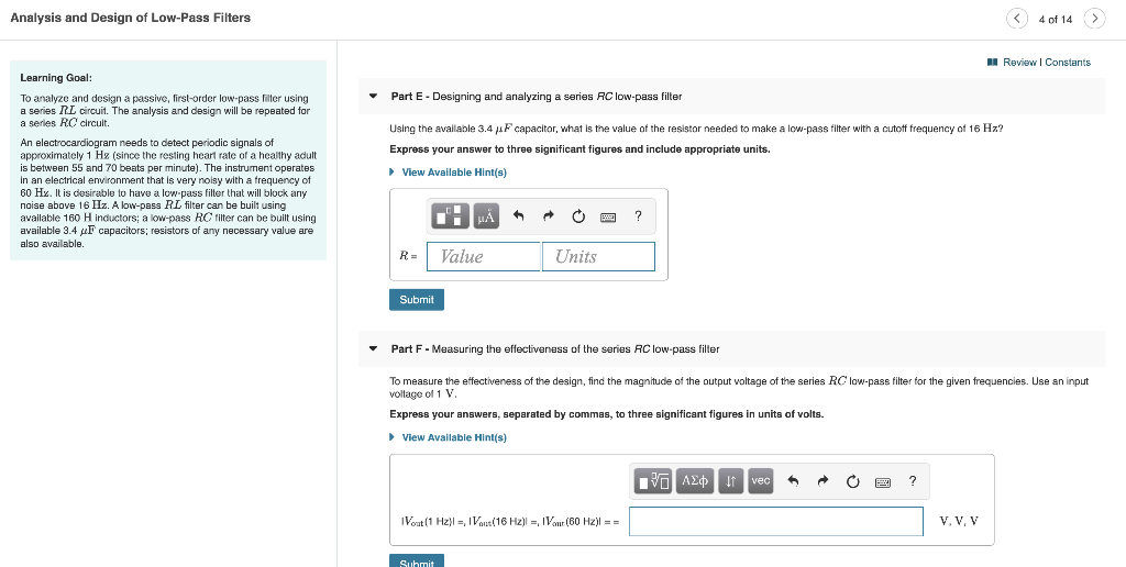 Solved A Review Constants Part B - Designing And Analyzing A | Chegg.com