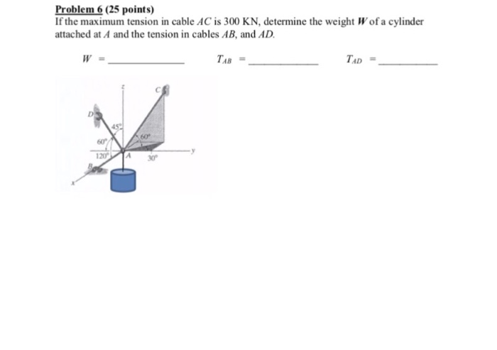 Solved Problem 6 (25 points) If the maximum tension in cable | Chegg.com