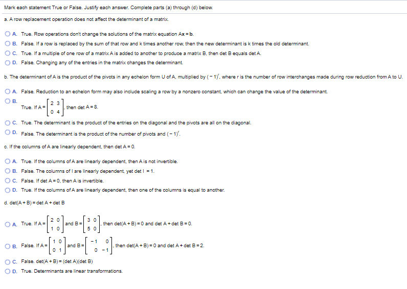 Solved Mark each statement True or False. Justify each Chegg