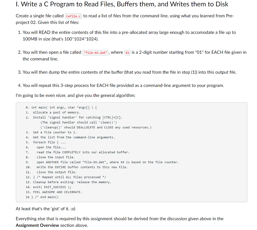 1. Write A C Program To Read Files, Buffers Them, And | Chegg.Com