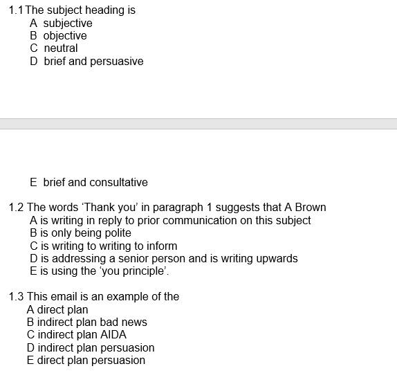 Solved QUESTION 2 BUSINESS CORRESPONDENCE Read the email