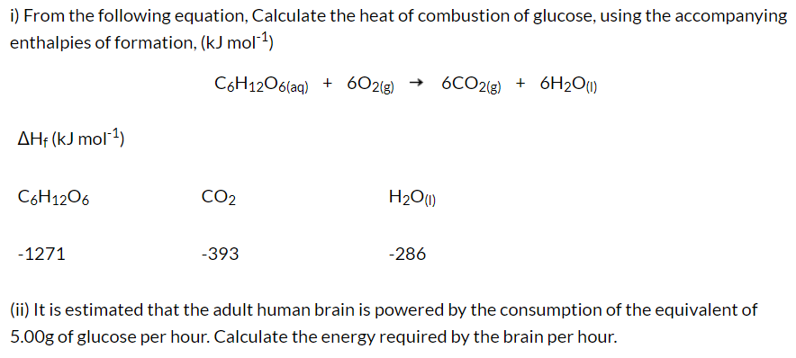 Solved i) From the following equation, Calculate the heat of | Chegg.com