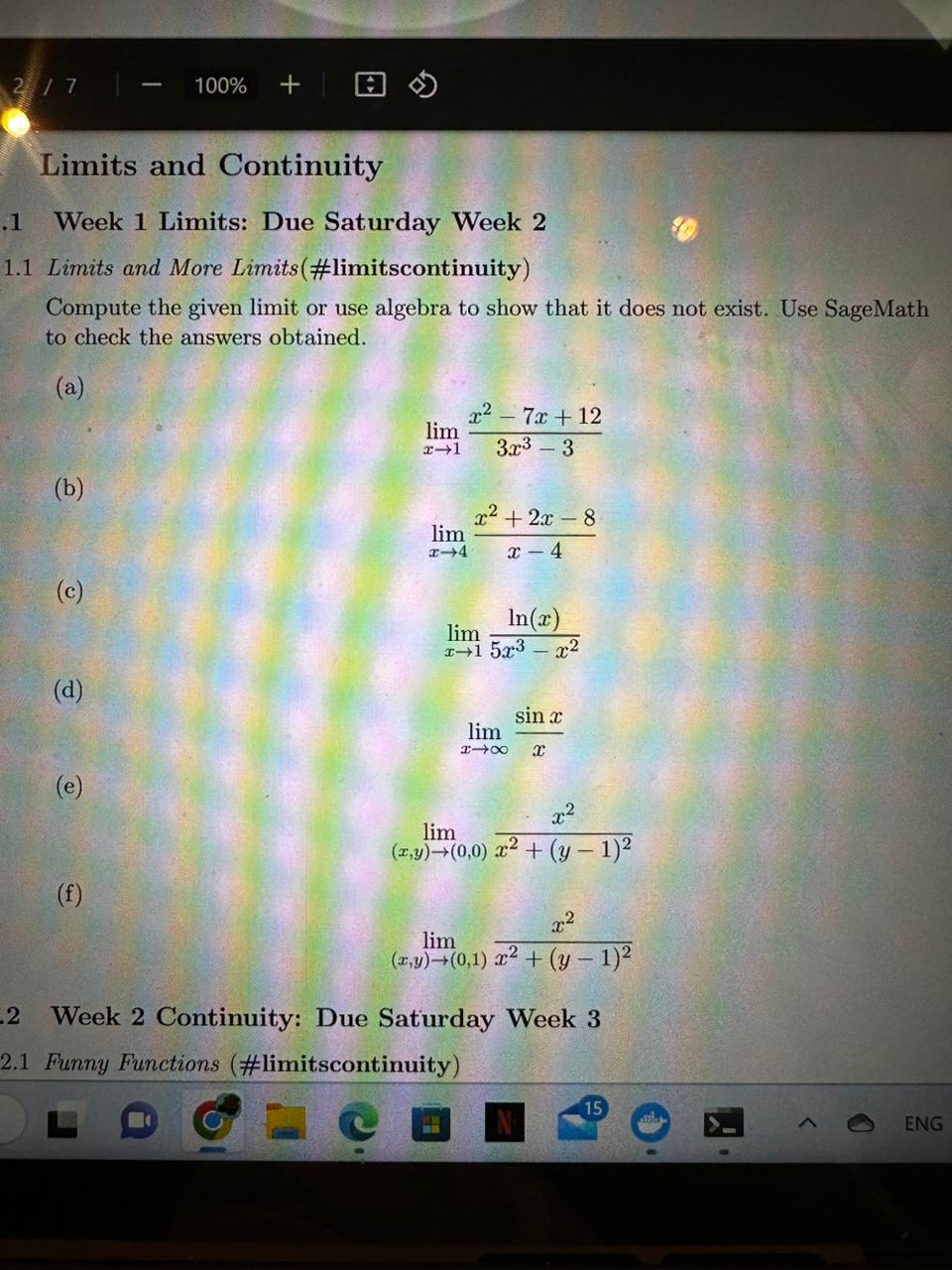 Solved 1.1 ﻿Limits and More Limits(#limitscontinuity)Compute | Chegg.com