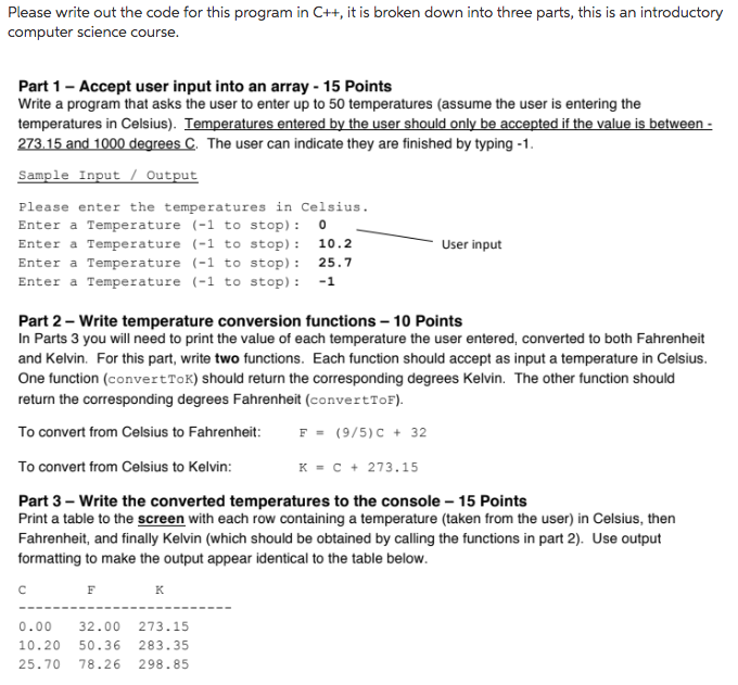 Solved Please write out the code for this program in C++, it | Chegg.com