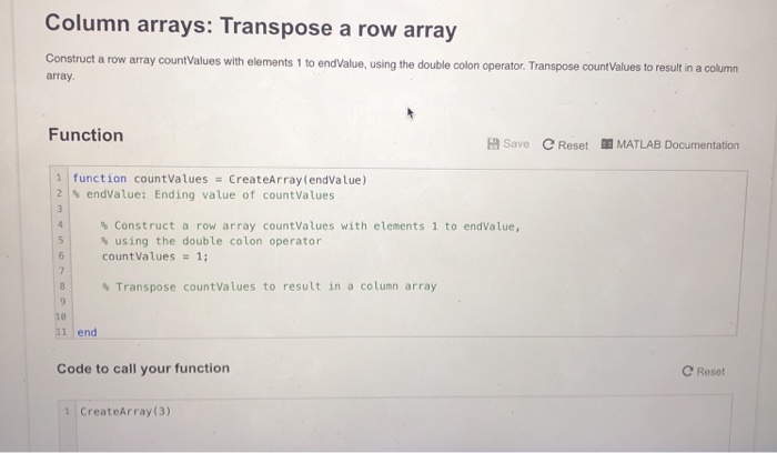 Solved Column arrays Transpose a row array Construct a row