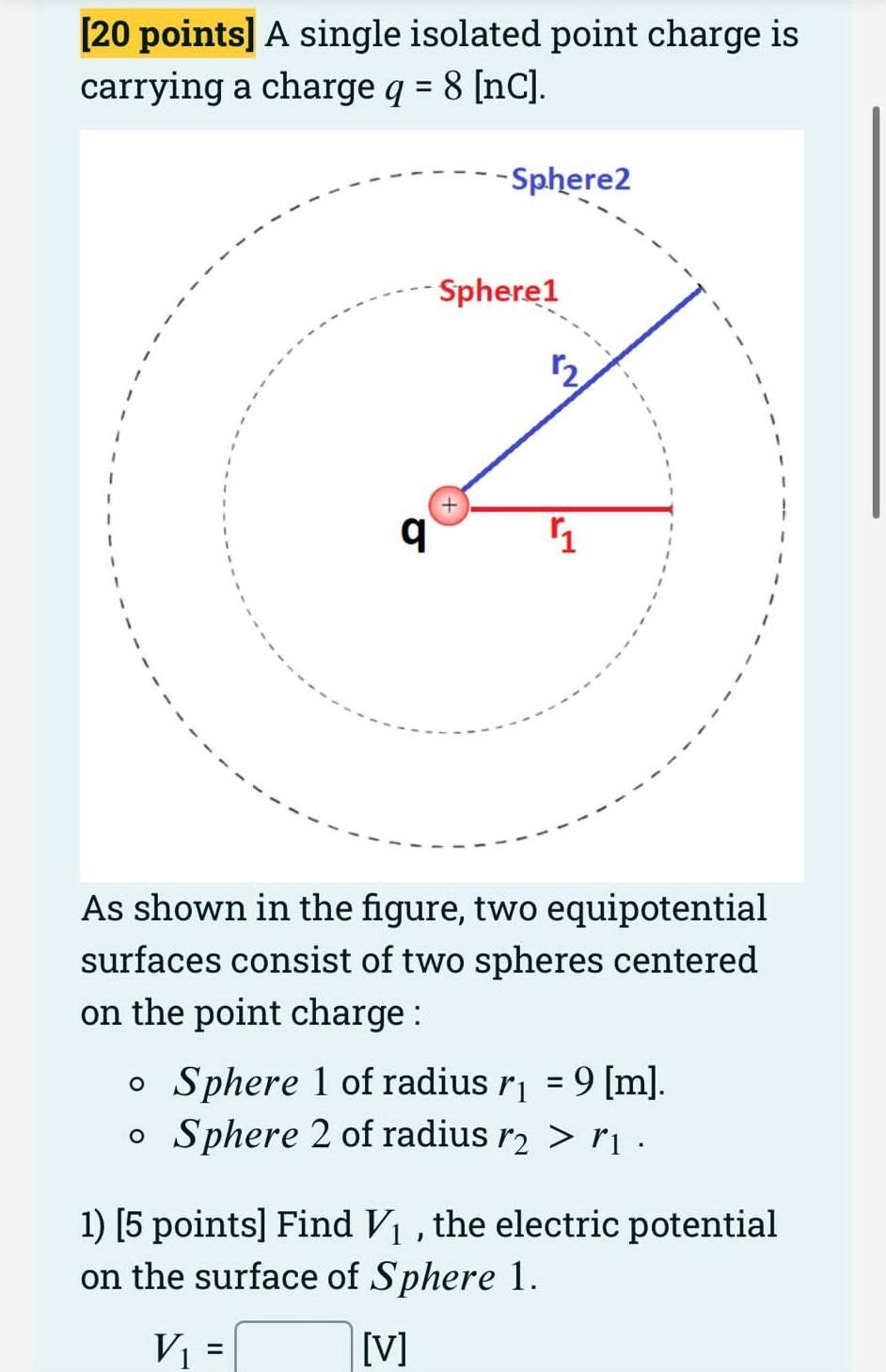 Solved [20 points] A single isolated point charge is | Chegg.com