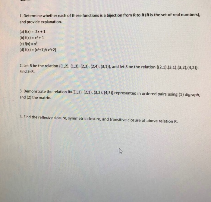 Solved 1. Determine whether each of these functions is a | Chegg.com
