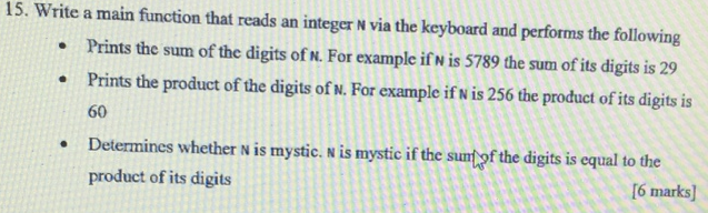Solved 15. Write a main function that reads an integer N via | Chegg.com