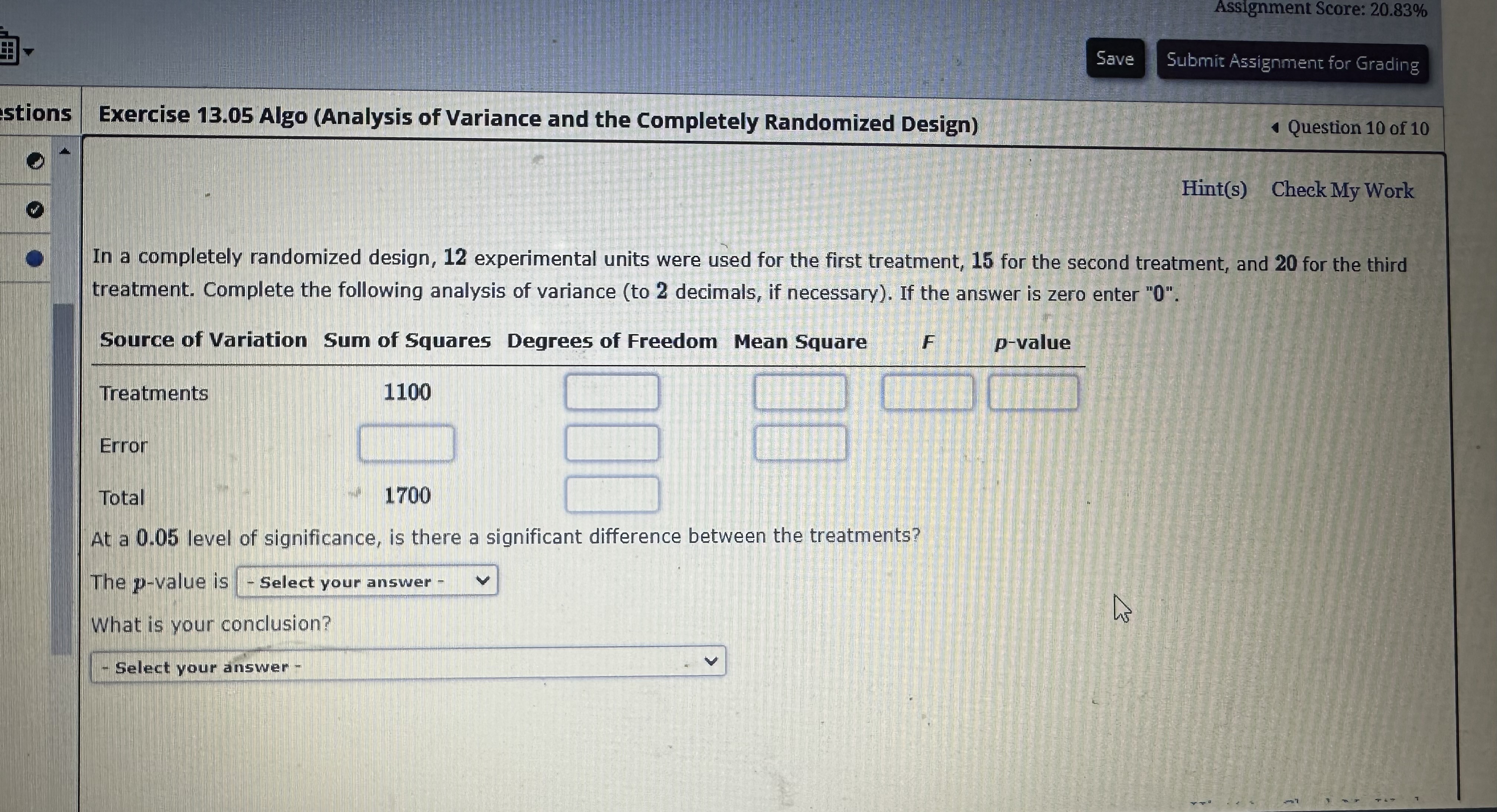 Solved In a completely randomized design, 12 ﻿experimental | Chegg.com