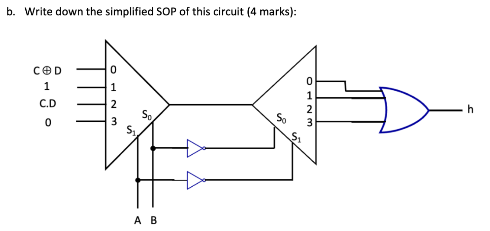 Solved b. Write down the simplified SOP of this circuit (4 | Chegg.com