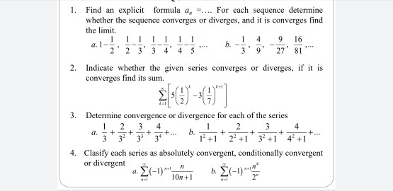 Solved 1 Find An Explicit Formula A For Each Sequence 5084