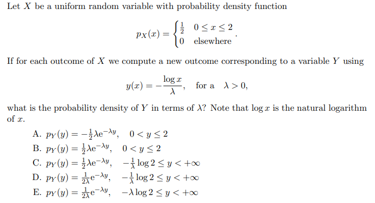 Solved Let X Be A Uniform Random Variable With Probability | Chegg.com