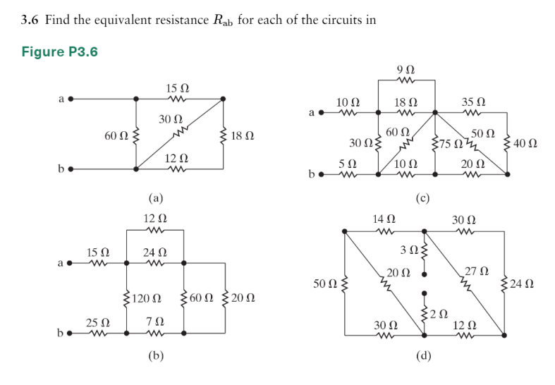 Solved 3.6 Find the equivalent resistance Rab for each of | Chegg.com