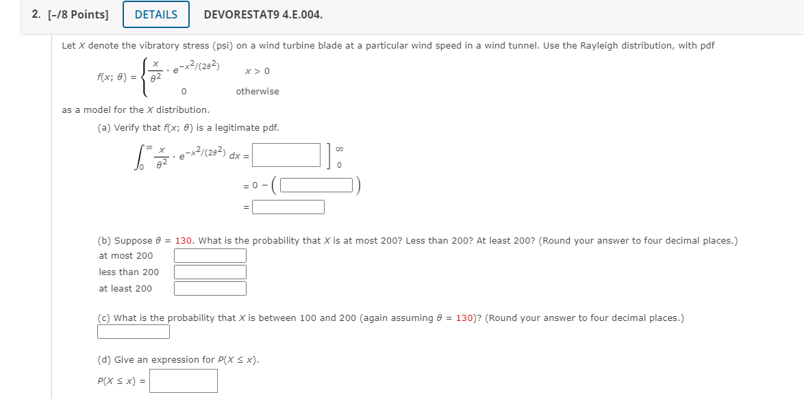 Solved 2. [-/8 Points] DETAILS DEVORESTAT9 4.E.004. Let X | Chegg.com