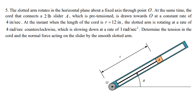 Solved 5. The Slotted Arm Rotates In The Horizontal Plane | Chegg.com