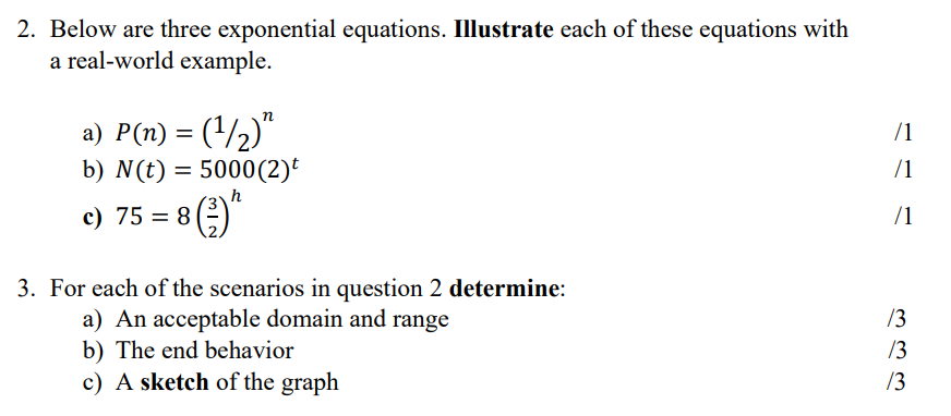 [Solved]: 2. Below are three exponential equations. Illust