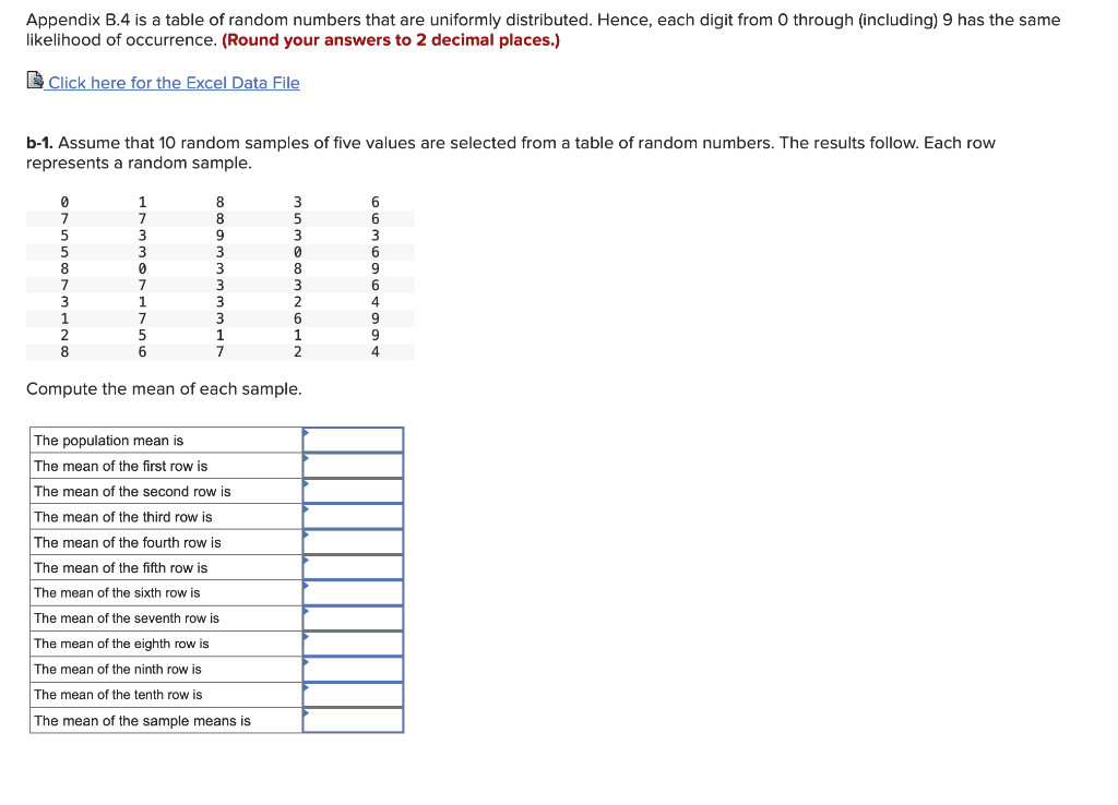 Solved Appendix B.4 Is A Table Of Random Numbers That Are | Chegg.com