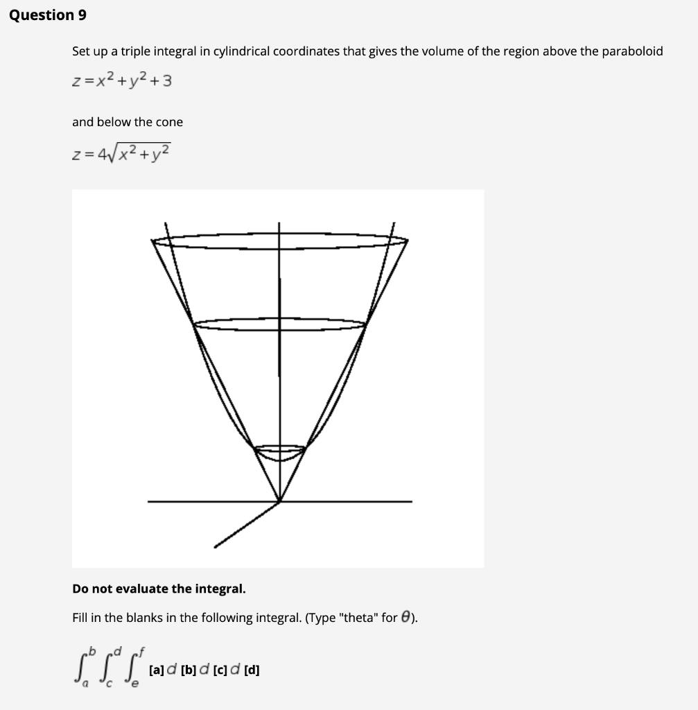 Solved Question 9 Set Up A Triple Integral In Cylindrical | Chegg.com