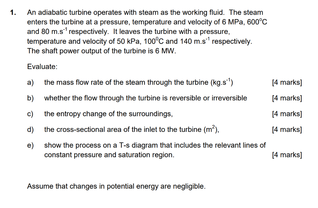 Solved An adiabatic turbine operates with steam as the | Chegg.com