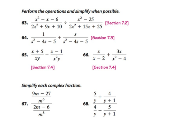 Solved S Perform The Operations And Simplify When Possible. | Chegg.com