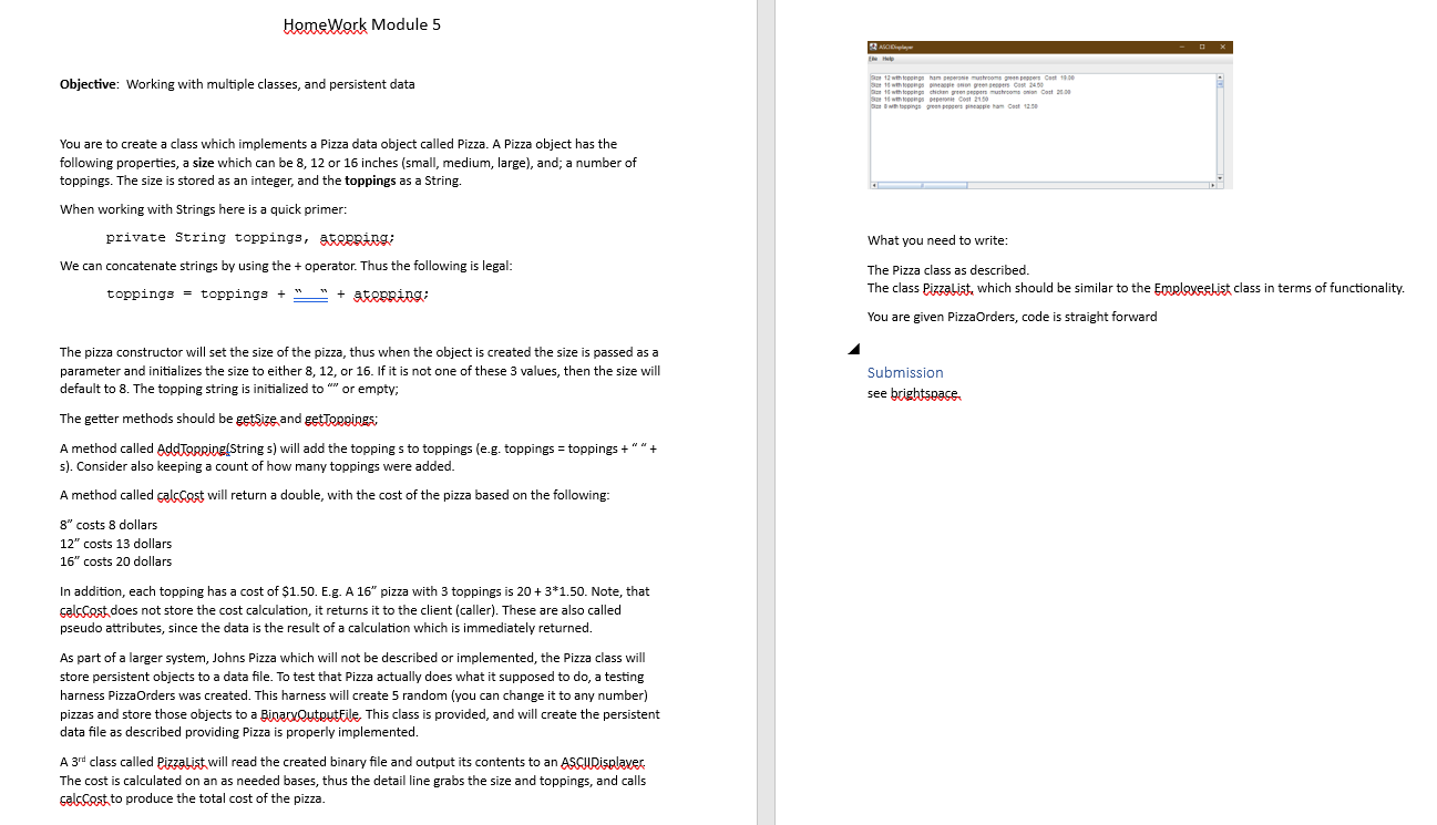 Solved Objective: Working with multiple classes, and | Chegg.com
