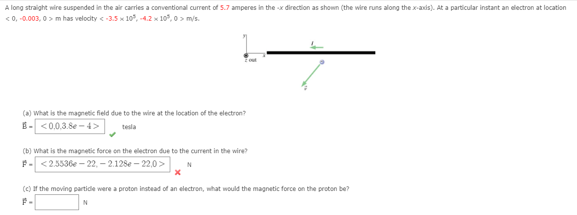 Solved A Long Straight Wire Suspended In The Air Carries A 