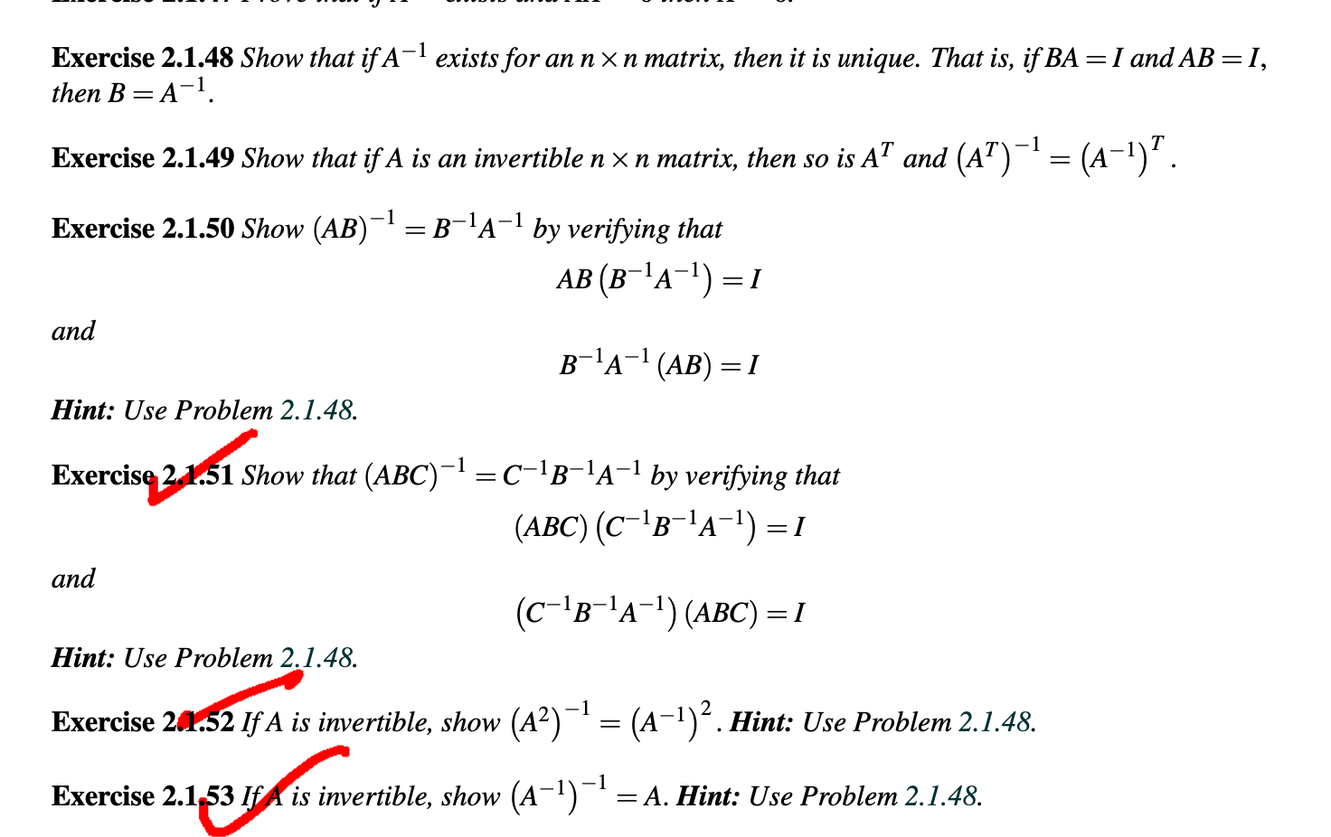 Solved Exercise 2 1 48 Show That If A−1 Exists For An N×n