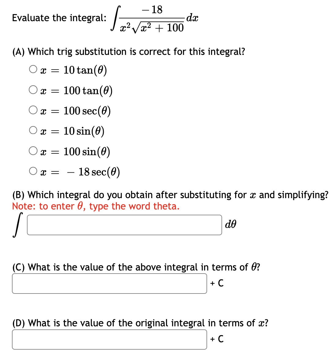 Solved Evaluate the integral: \\( \\int \\frac{-18}{x^{2} | Chegg.com