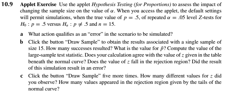 hypothesis testing applet