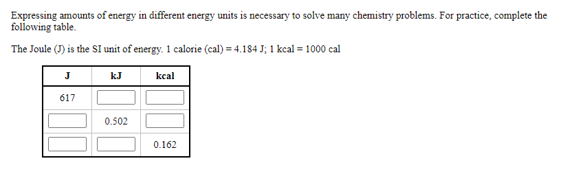 Solved Expressing Amounts Of Energy In Different Energy | Chegg.com