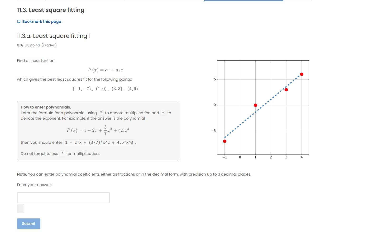 Solved 11.3. Least Square Fitting A Bookmark This Page | Chegg.com