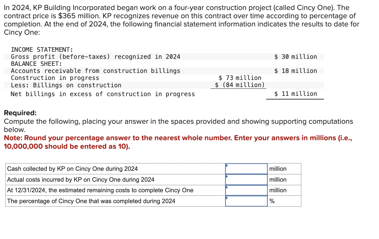 Solved In 2024 KP Building Incorporated Began Work On A Chegg Com   PhpjVCZy6