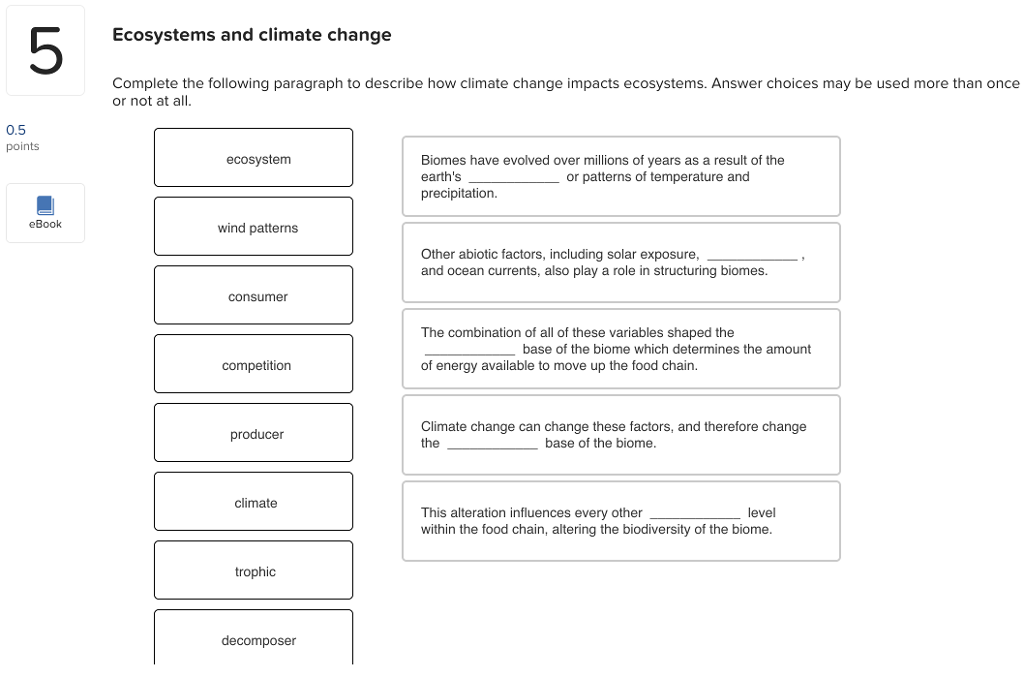 Solved Climate change Complete the following paragraph to | Chegg.com