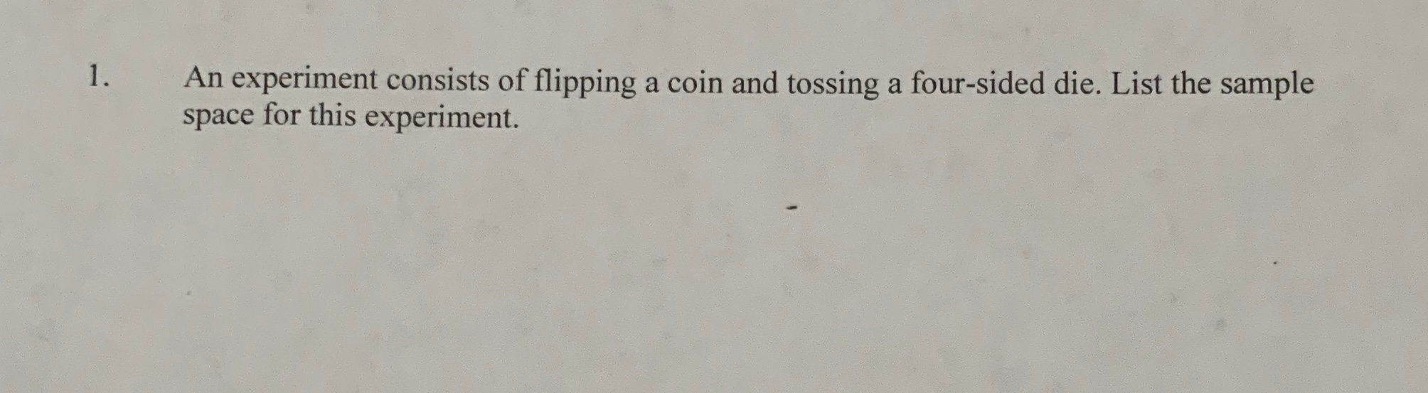 experiment sample space flipping a coin