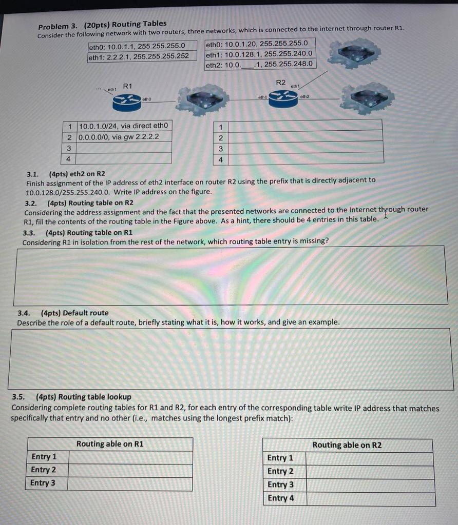 Problem 3. (20pts) Routing Tables Consider the | Chegg.com