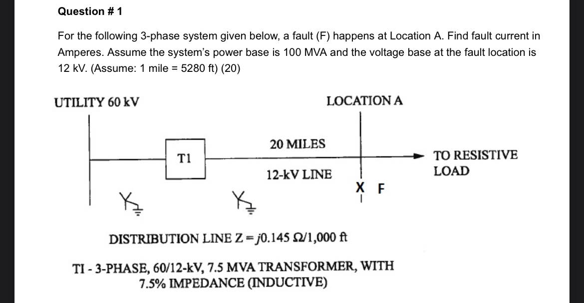 Solved For the following 3-phase system given below, a fault | Chegg.com