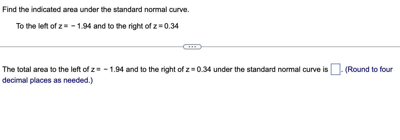 The total area to the left of z=-1.94 ﻿and to the | Chegg.com