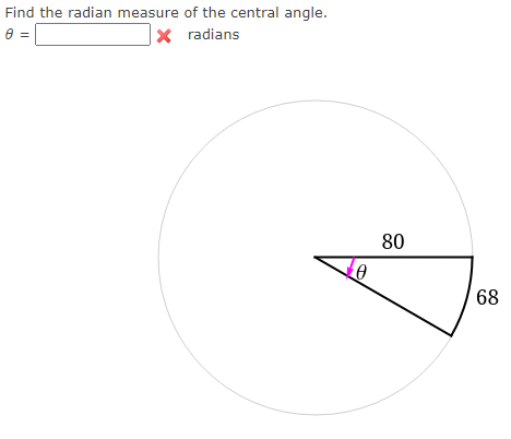 find the radian measure of the central angle