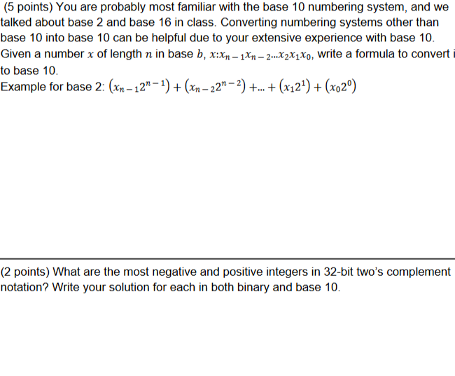 Solved (5 points) You are probably most familiar with the | Chegg.com