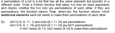 Solved A permutation of a list is a list that has all the | Chegg.com