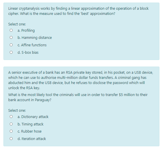 Solved Linear Cryptanalysis Works By Finding A Linear App Chegg Com