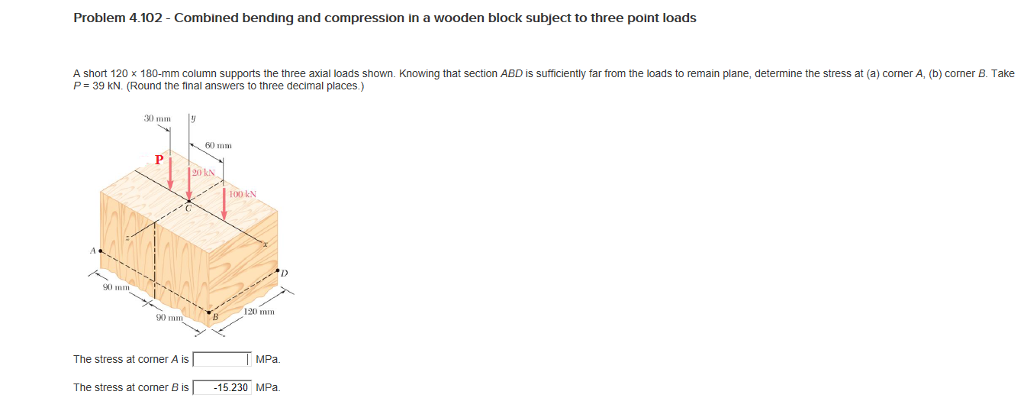 Solved Problem 4.102 - Combined bending and compression in a | Chegg.com