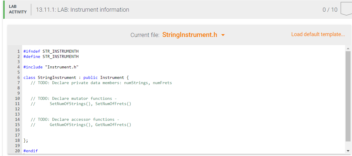 Solved 13.11 LAB Instrument information Given main() and
