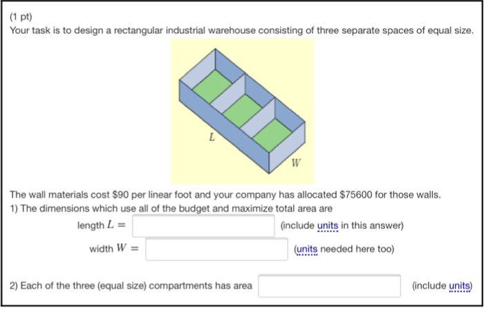 Solved (1 pt) Your task is to design a rectangular | Chegg.com