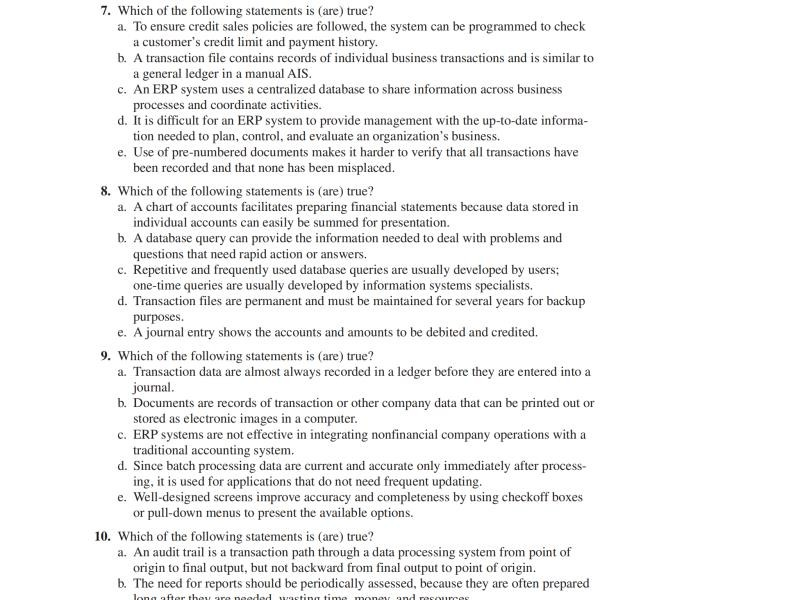 Solved 2.10 Answer the following 10 multiple choice | Chegg.com