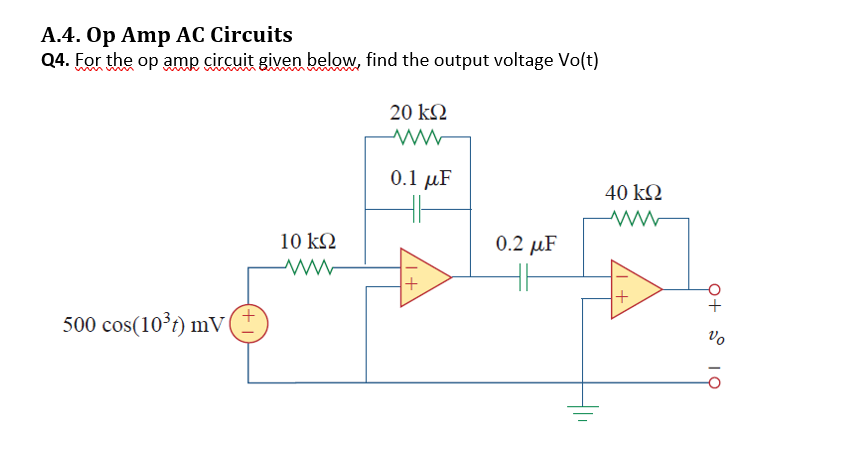 Solved A.4. Op Amp AC Circuits Q4. For the op amp circuit | Chegg.com