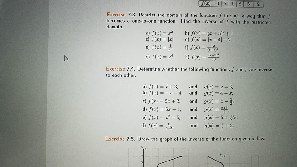 Solved S R 3 7 1 8 5 2 Exercise 7 3 Restrict The Domain Chegg Com