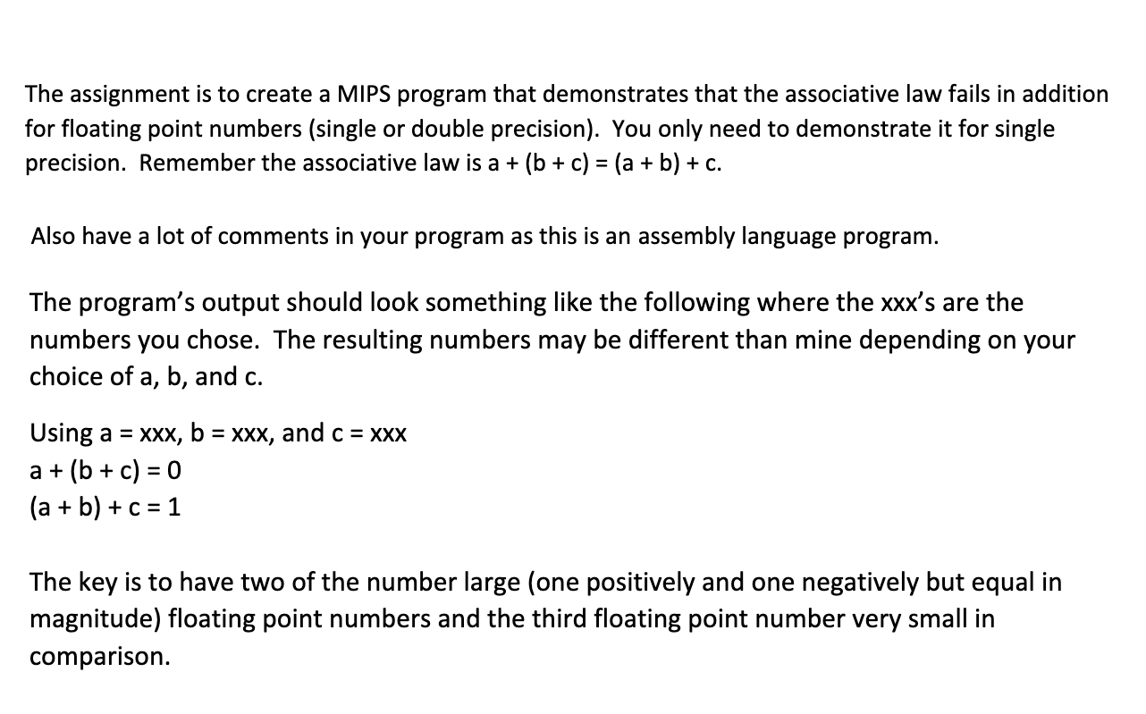 The assignment is to create a MIPS program that | Chegg.com